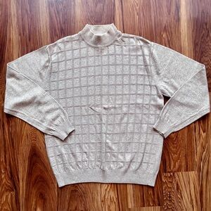 Vintage Pierre Cardin Light Beige Turtleneck Sweater Cotton Blend
